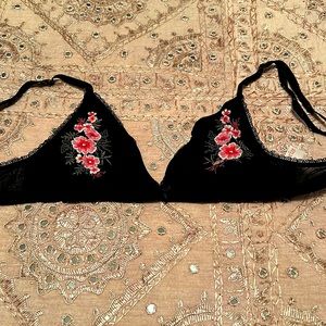 Black and pink delicate unpadded and not underwired